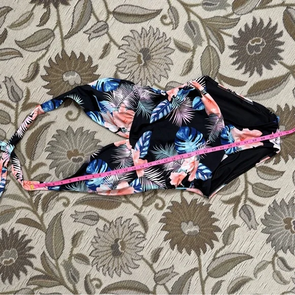 DKNY Swimsuit Tropical One Piece Halter XL New - Picture 2 of 5